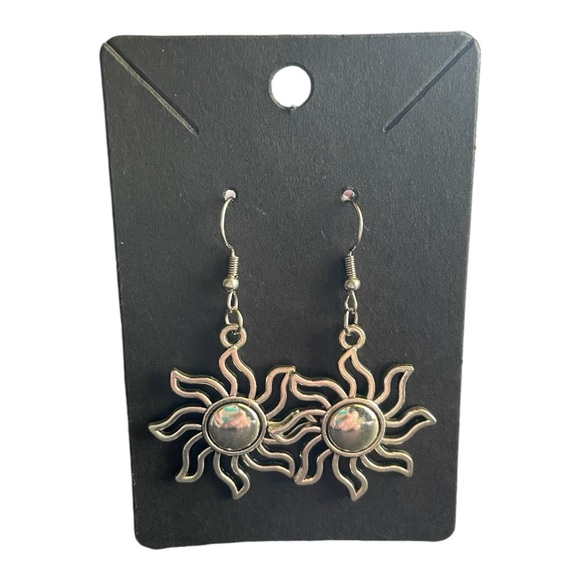 Silver Sun Drop Earrings - Picture 2 of 7